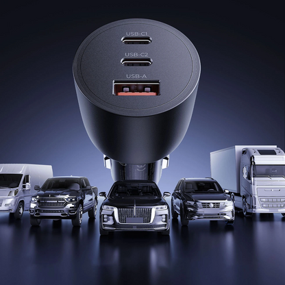 Авто зарядно Orico PowerLink, 165W, 5A, 1 x USB-A - 2 x USB-C, Черно