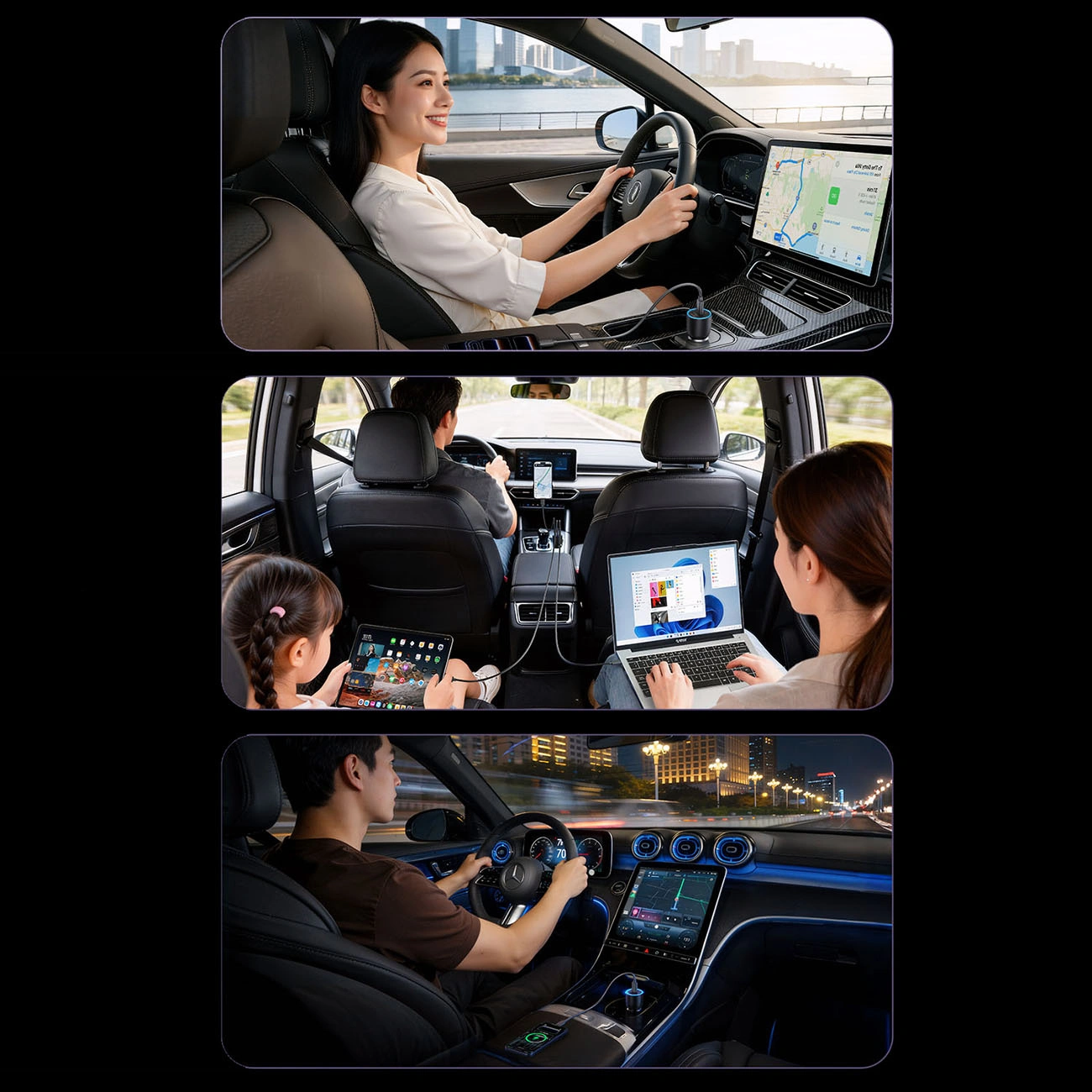 Авто зарядно Orico PowerLink, 165W, 5A, 1 x USB-A - 2 x USB-C, Черно