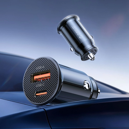Автомобилен зарядно Orico PowerMini, 30W, 3A, 1 x USB-A - 1 x USB-C, Черен