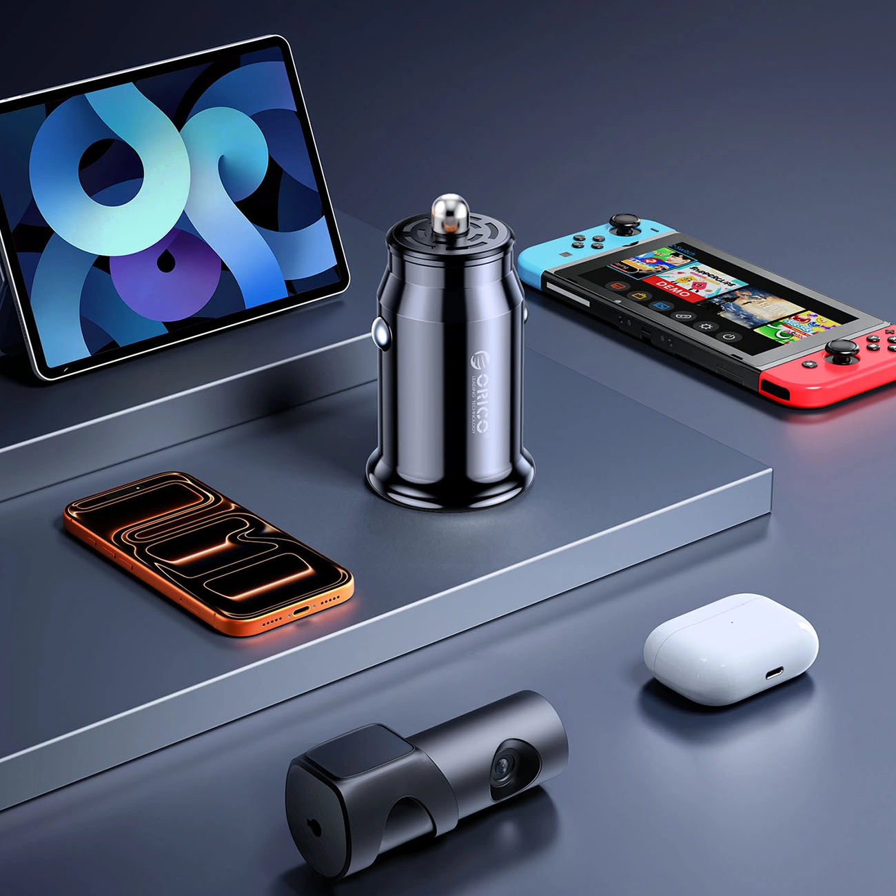 Автомобилен зарядно Orico PowerMini, 30W, 3A, 1 x USB-A - 1 x USB-C, Черен