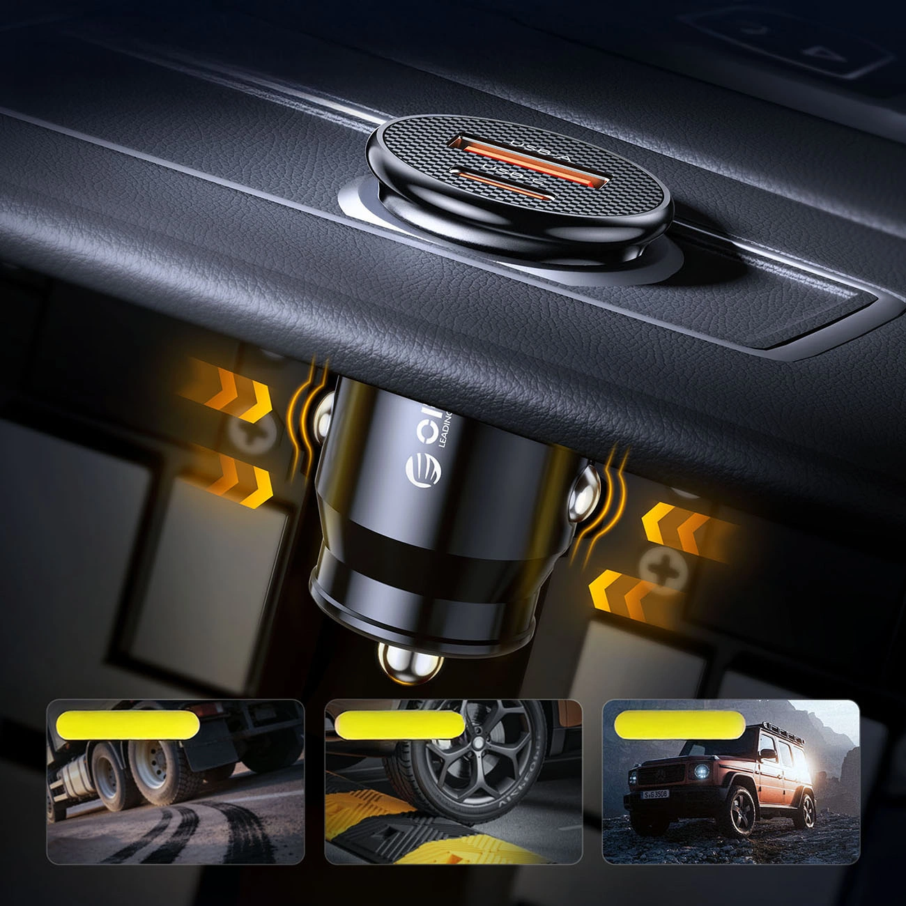 Автомобилен зарядно Orico PowerMini, 30W, 3A, 1 x USB-A - 1 x USB-C, Черен
