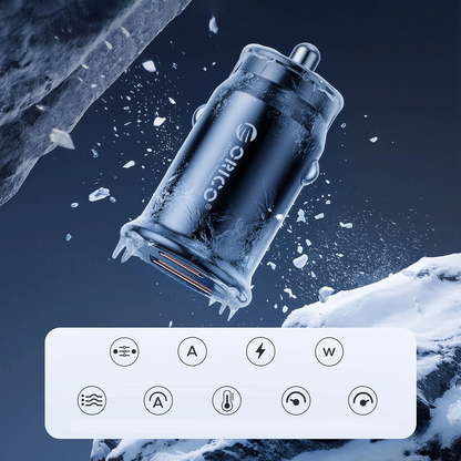 Автомобилен зарядно Orico PowerMini, 30W, 3A, 1 x USB-A - 1 x USB-C, Черен