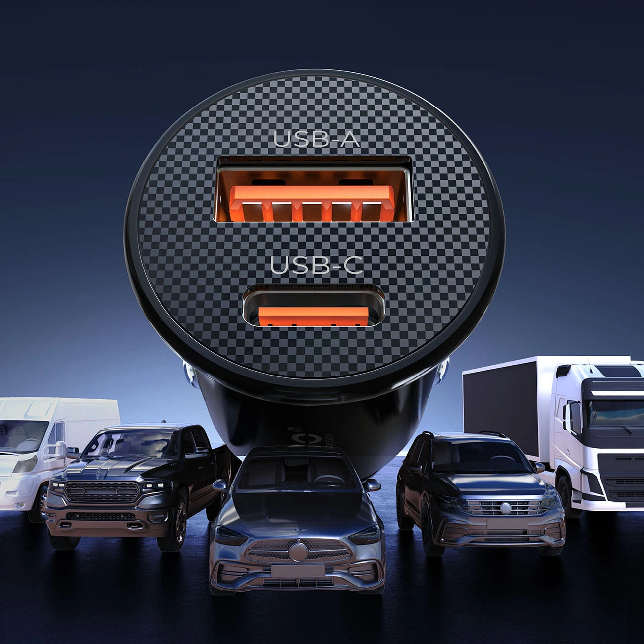 Автомобилен зарядно Orico PowerMini, 30W, 3A, 1 x USB-A - 1 x USB-C, Черен