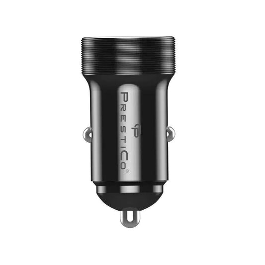 Автомобилен заряден уред Prestico K2A, 20W, 3A, 1 x USB-A - 1 x USB-C, Черен