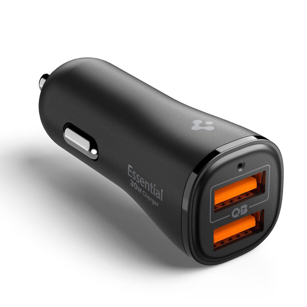 Автомобилен заряден уред Spigen EV302 Essential, 30W, 3A, 2 x USB-A, Черен
