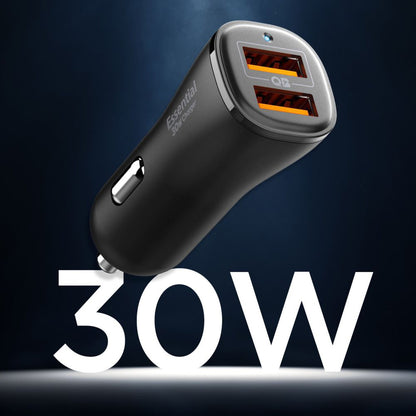 Автомобилен заряден уред Spigen EV302 Essential, 30W, 3A, 2 x USB-A, Черен