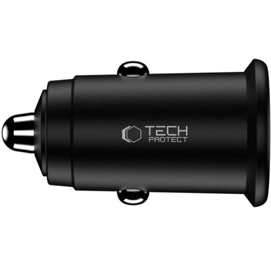 Автомобилен заряден уред Tech-Protect CC02, 35W, 3A, 1 x USB-A - 1 x USB-C, Черен