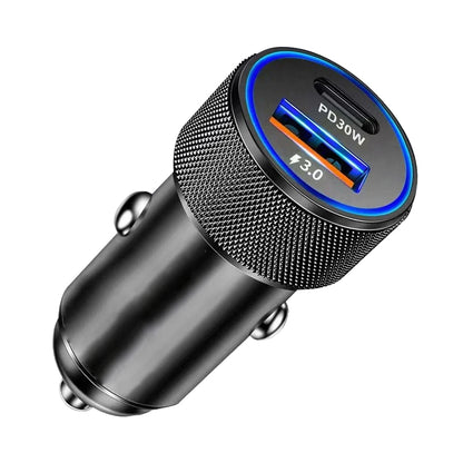 Автомобилен заряден уред Techsuit C2 VoltDuo, 30W, 3A, 1 x USB-A - 1 x USB-C, Черен