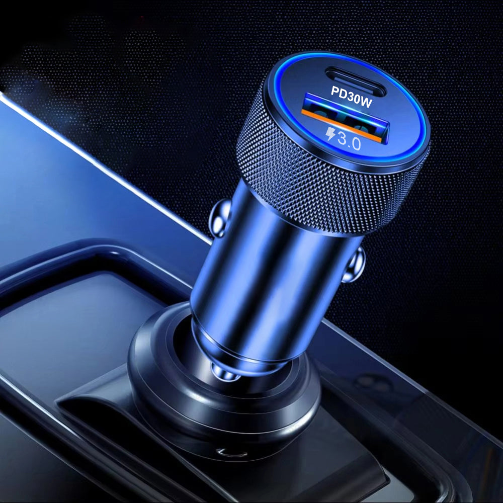 Автомобилен заряден уред Techsuit C2 VoltDuo, 30W, 3A, 1 x USB-A - 1 x USB-C, Черен