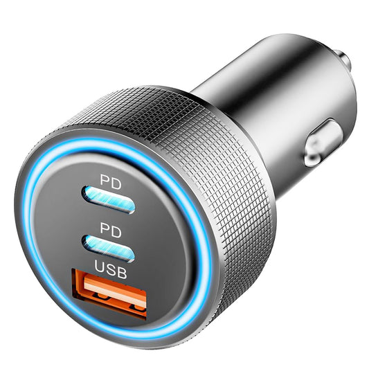 Techsuit C6 DriveBoost Car Charger, 60W, 3A, 1 x USB-A - 2 x USB-C, Silver