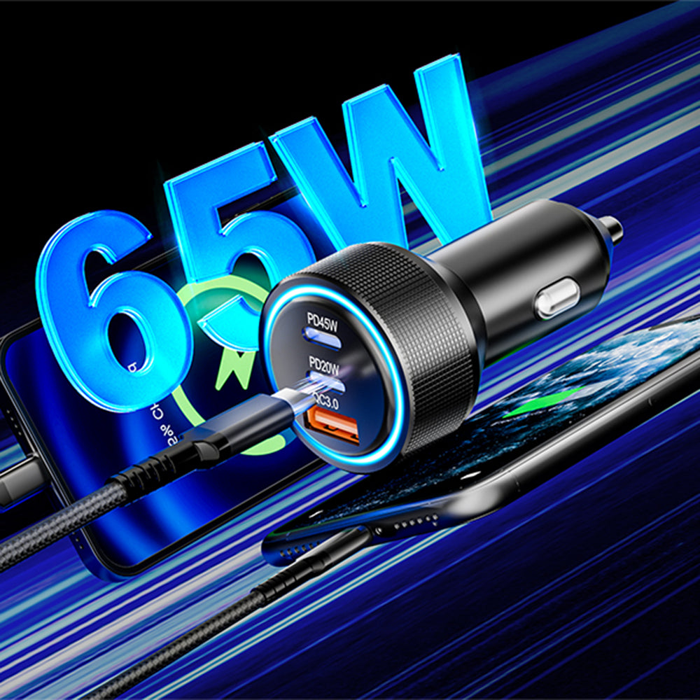 Автомобилен заряден уред Techsuit C6 DriveBoost, 60W, 3A, 1 x USB-A - 2 x USB-C, Сребрист.