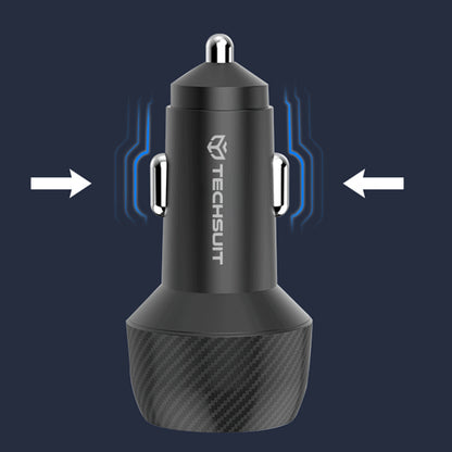 Автомобилен зарядно устройство Techsuit C7 CarbonVolt, 48W, 3A, 1 x USB-A - 1 x USB-C, Черно