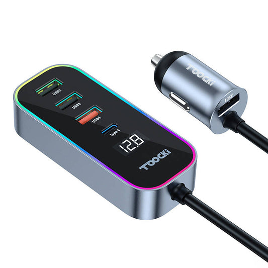 Toocki Зарядно за кола 4A+1C, 105W, 3A, 1 x USB-C - 4 x USB-A, черно TCC4A 1C-XC0G TCC4A 1C-XC0G 