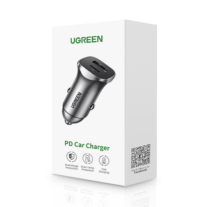 Автомобилен заряден уред UGREEN CD130, 24W, 3A, 1 x USB-A - 1 x USB-C, Сив