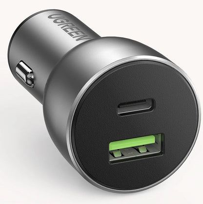 Зарядно за кола UGREEN CD213, 36W, 3A, 1 x USB-A - 1 x USB-C, сиво 