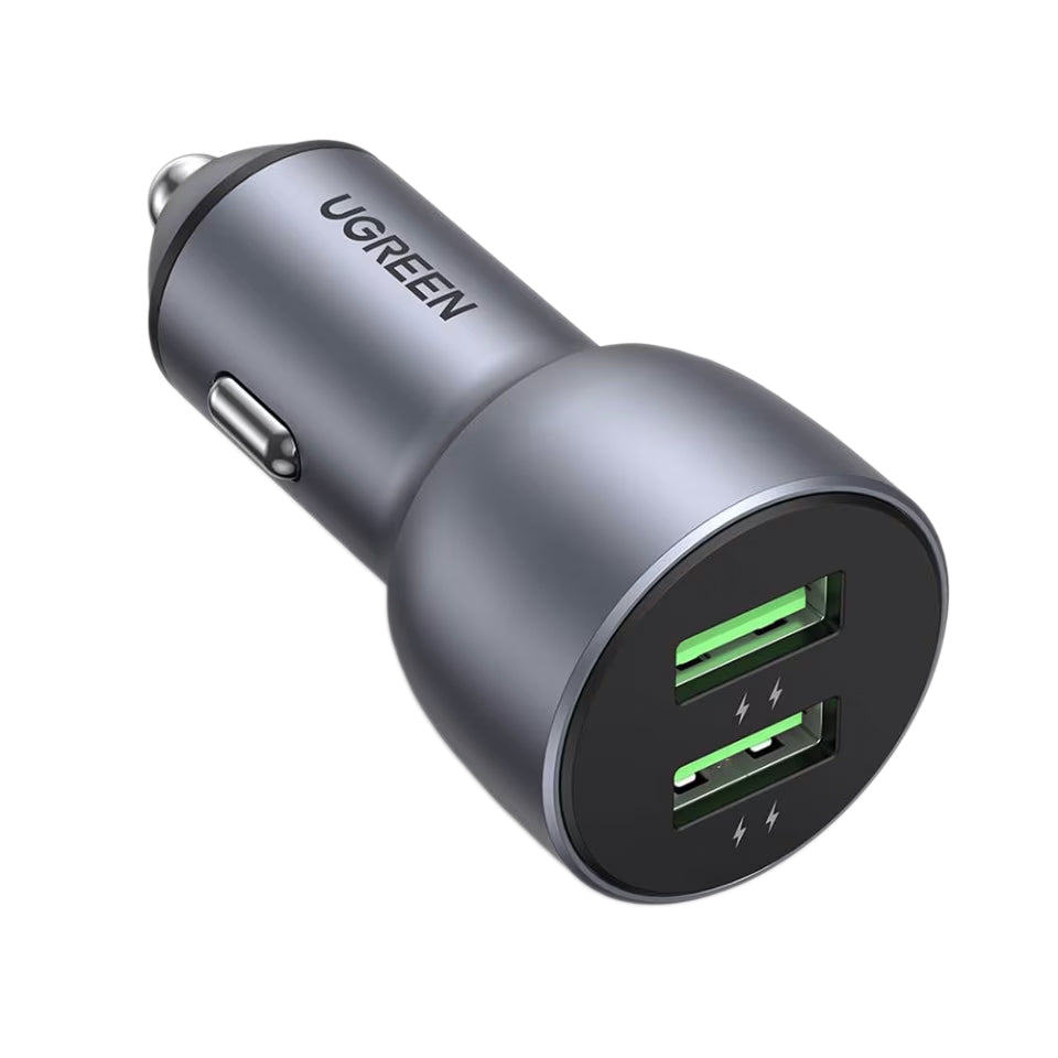 Зарядно устройство за кола UGREEN CD213, 36W, 3A, 2 x USB-A, сиво 