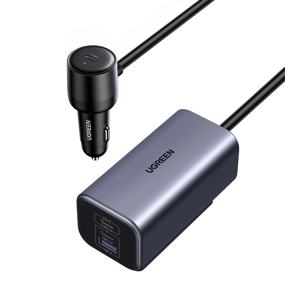 Автомобилен заряден уред UGREEN EC706, 150W, 5A, 1 x USB-A - 3 x USB-C, Черен