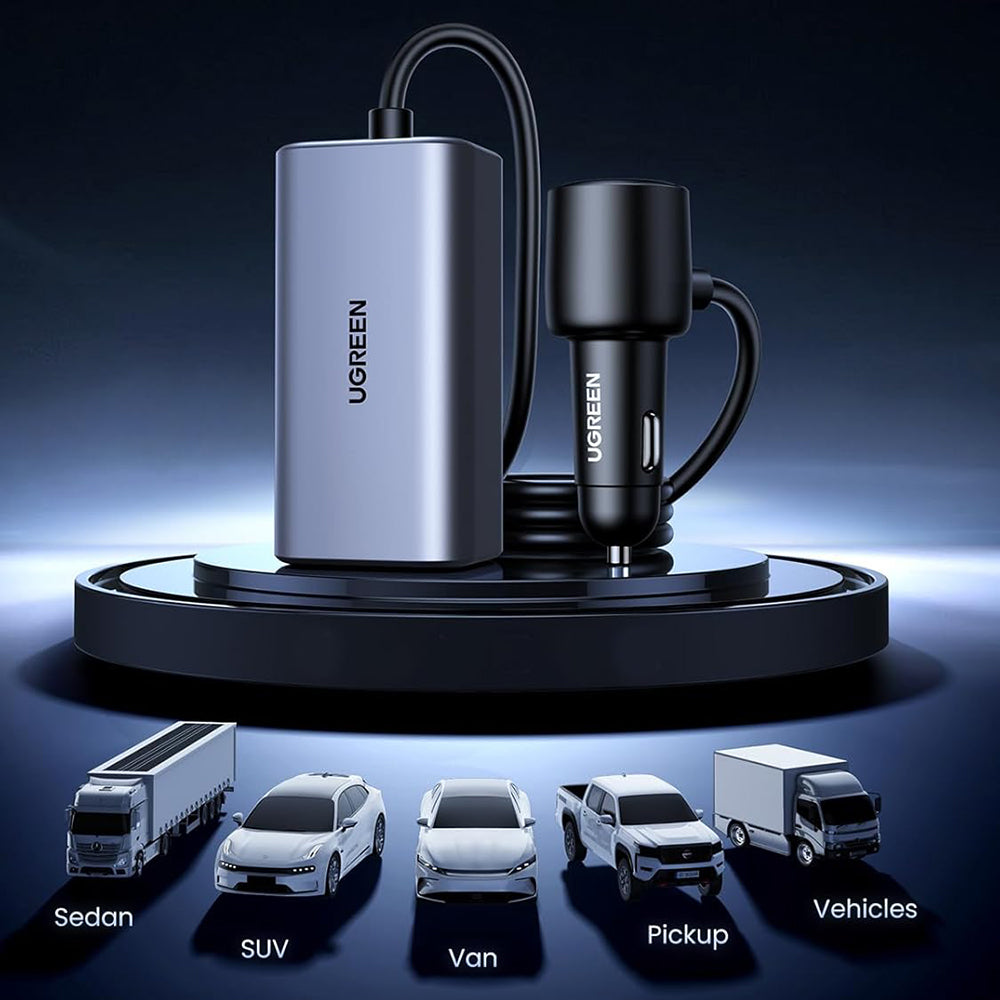 Автомобилен заряден уред UGREEN EC706, 150W, 5A, 1 x USB-A - 3 x USB-C, Черен