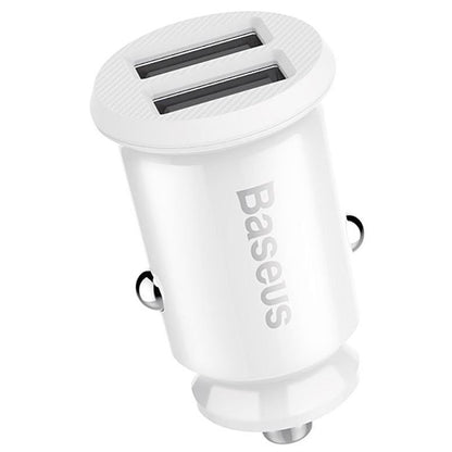 Зарядно за кола Baseus Grain, 10,5 W, 2,1 A, 2 x USB-A, бяло CCALL-ML02