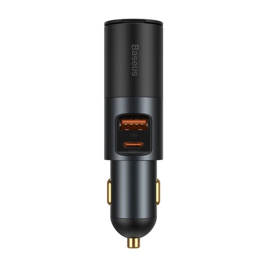 Зарядно за кола Baseus Share Together, 120W, 3A, 1 x удължител за запалка - 1 x USB-A - 1 x USB-C, сиво CCBT-C0G CCBT-C0G 