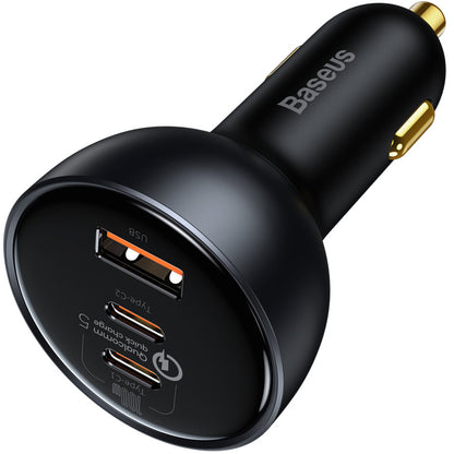 Зарядно за кола с USB-C кабел Baseus Qualcomm, 160W, 3A, 1 x USB-A - 2 x USB-C, сиво TZCCZZM-0G