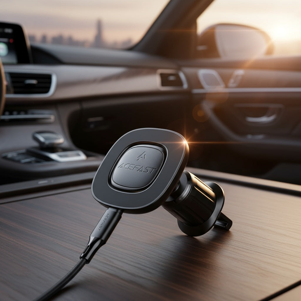 Безжично авто зарядно Acefast D46, 15W, 1.67A, Черно