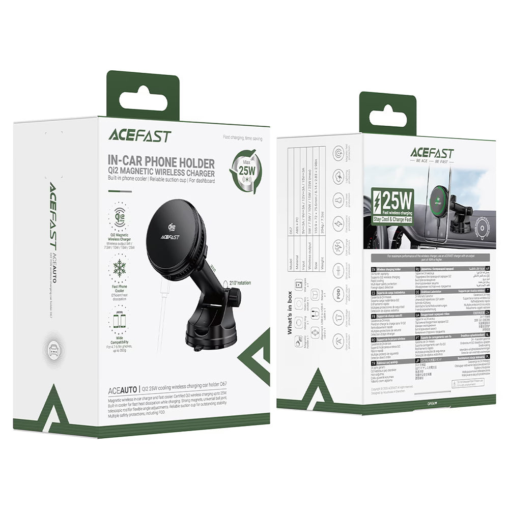 Безжично зарядно за кола Acefast D67, 25W, Черно