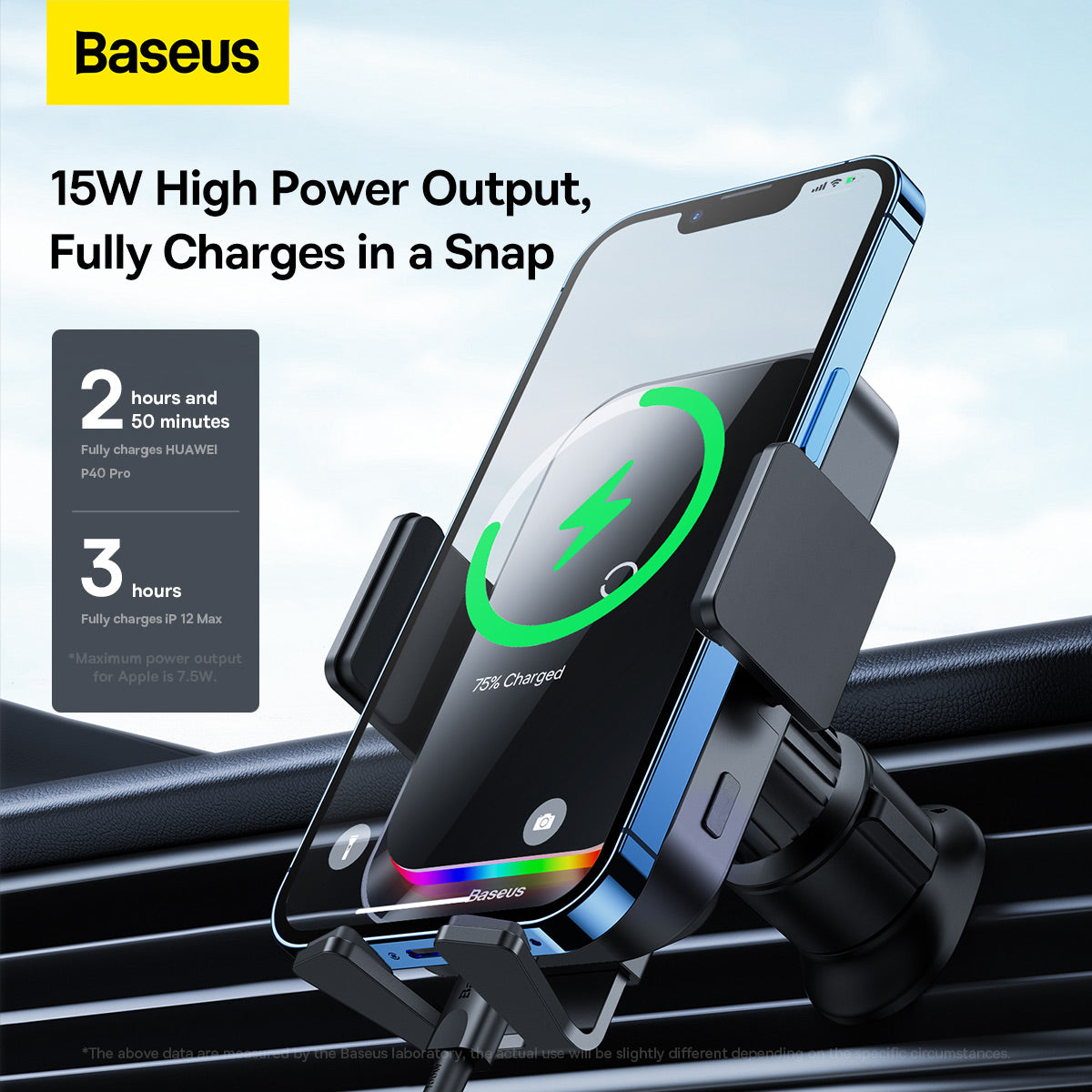 Автомобилен безжичен зарядно устройство Baseus Halo, 15W, 1.67A, черно SUDD000001
