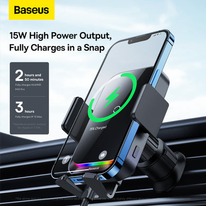 Автомобилен безжичен зарядно устройство Baseus Halo, 15W, 1.67A, черно SUDD000001
