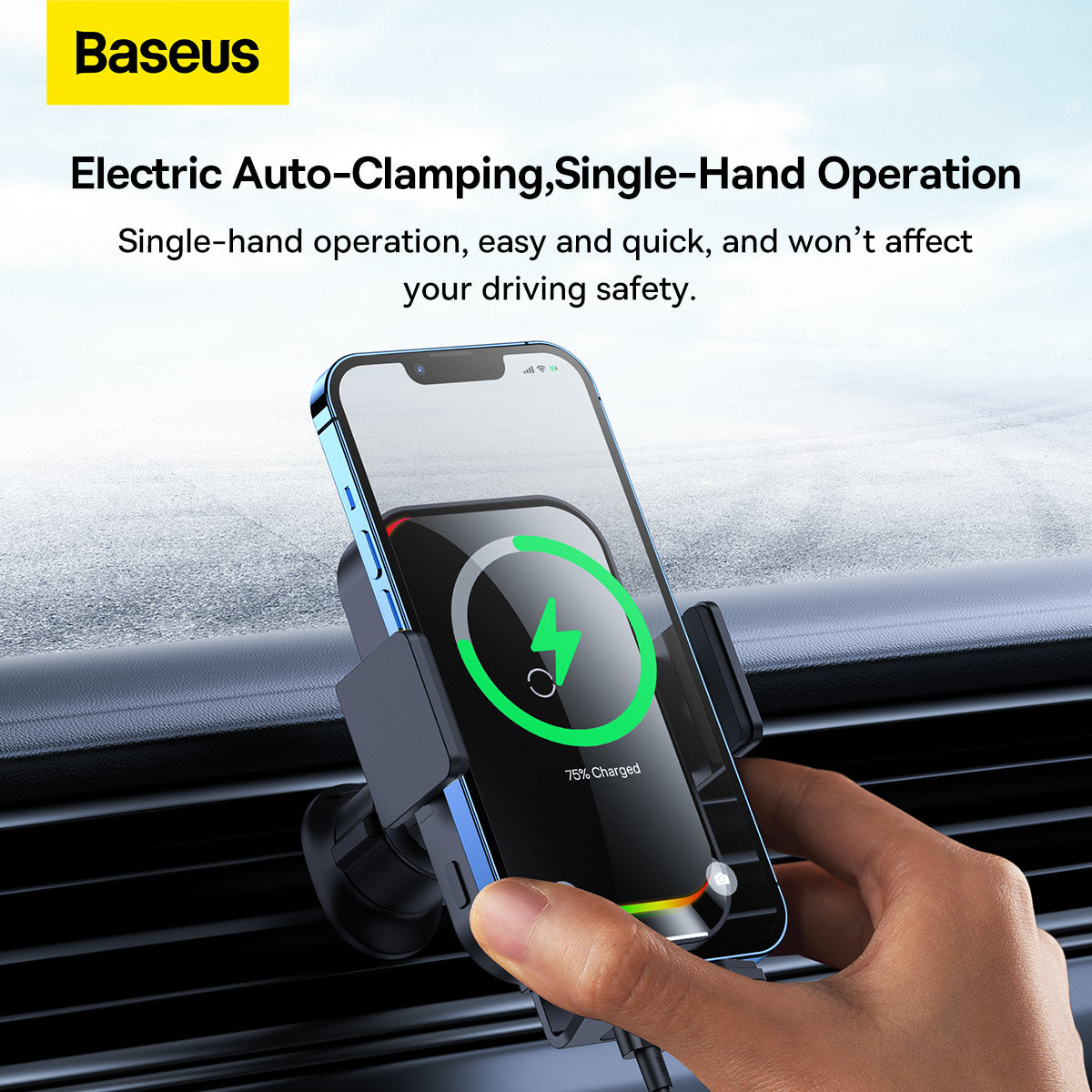 Автомобилен безжичен зарядно устройство Baseus Halo, 15W, 1.67A, черно SUDD000001
