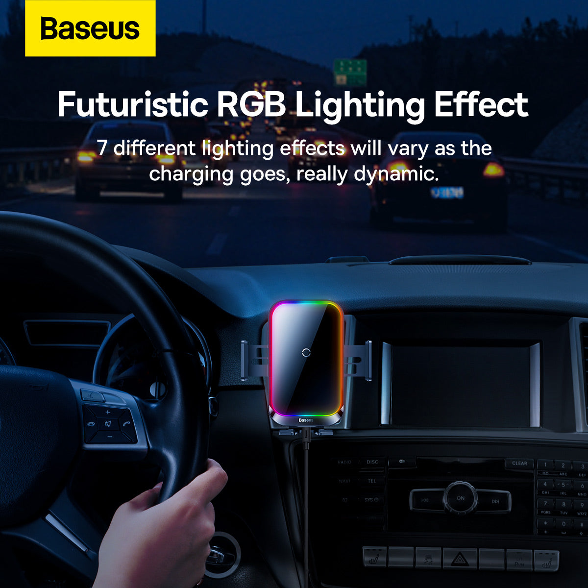 Автомобилен безжичен зарядно устройство Baseus Halo, 15W, 1.67A, черно SUDD000001