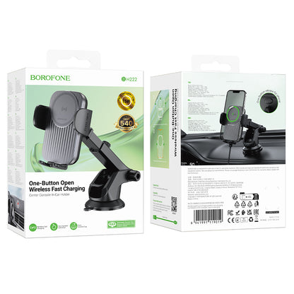 Безжично автомобилно зарядно устройство Borofone BH222 Leading, 15W, 1.67A, Черно