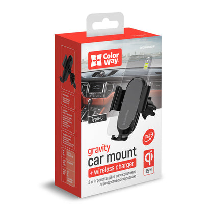 Безжично авто зарядно ColorWay CW-CHAW038Q, 15W, 1.67A, Черно