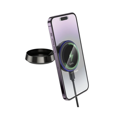 Безжично авто зарядно HOCO HW33, 15W, 1.67A, Сиво
