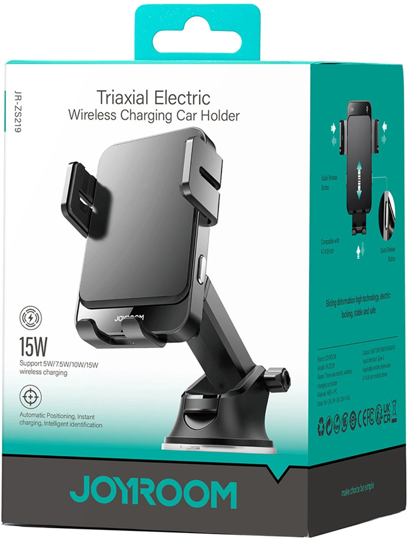 Безжично автомобилно зарядно Joyroom JR-ZS219, 15W, 1.67A, Черно