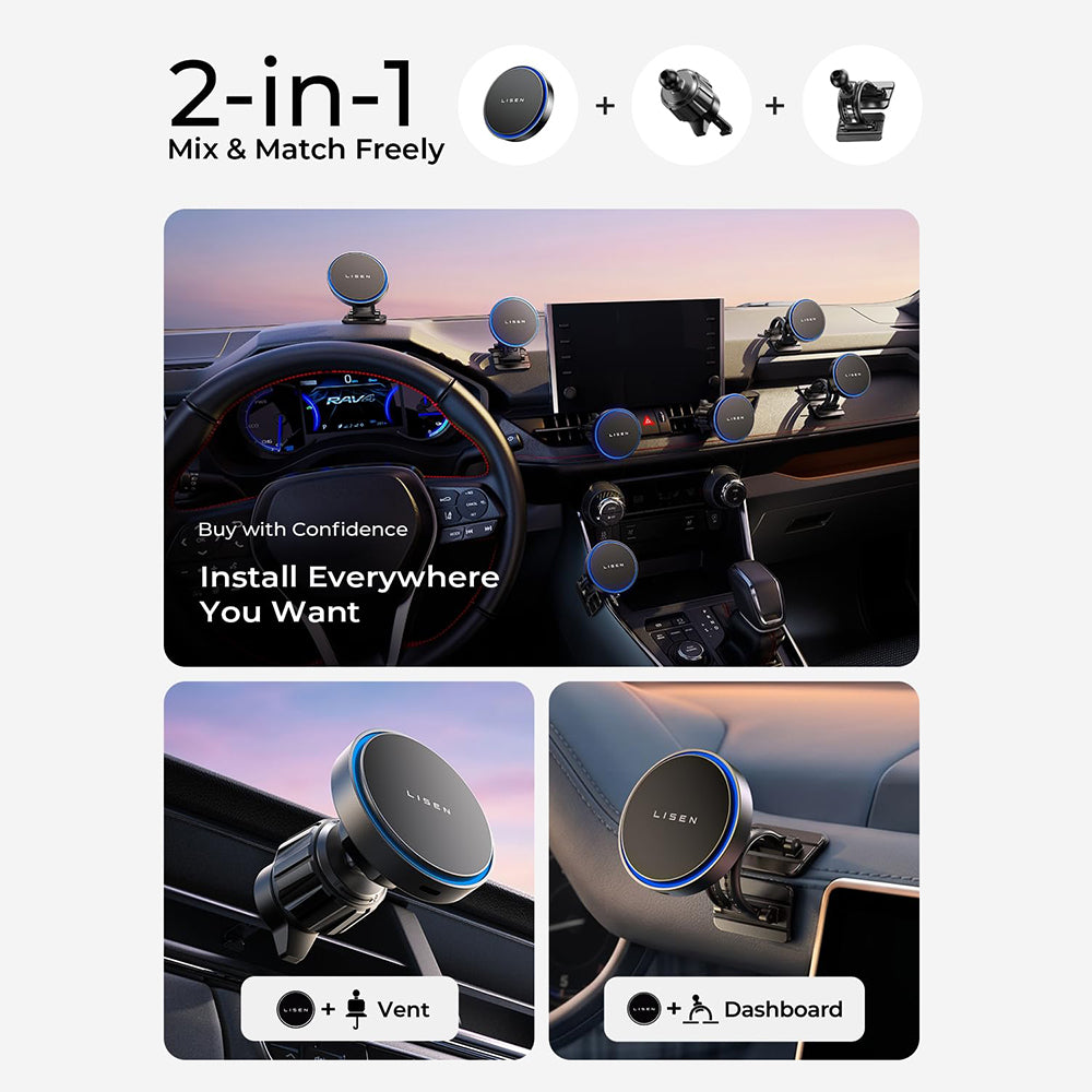 Lisen Wireless Car Charger, 15W, 1.67A, Black YL0225070006