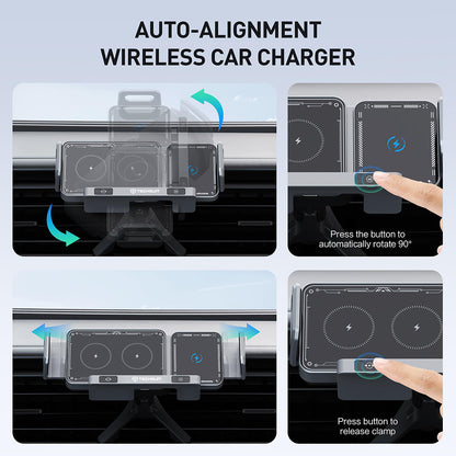 Безжично авто зарядно устройство Techsuit SW1 ModoDock, 15W, 1.67A, Черно