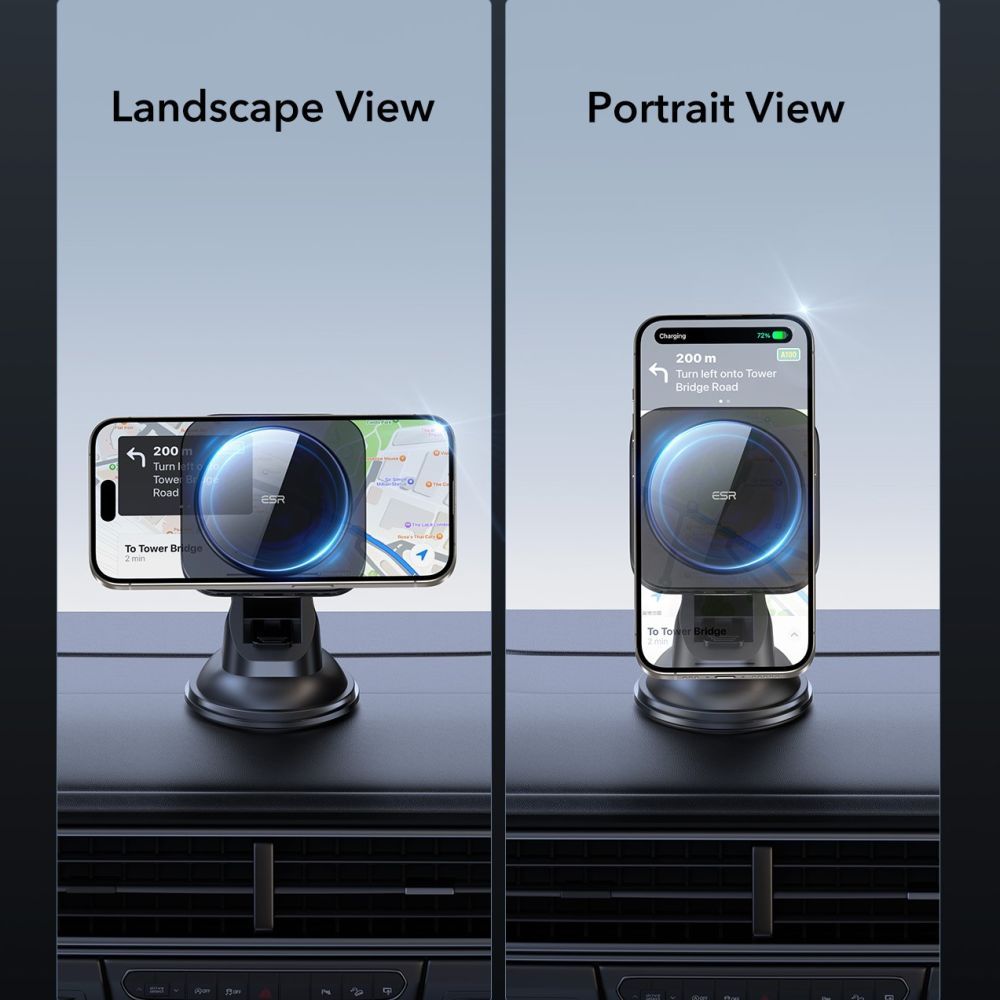 Безжично авто зарядно ESR Halolock Dash, 15W, 1.67A, Черно