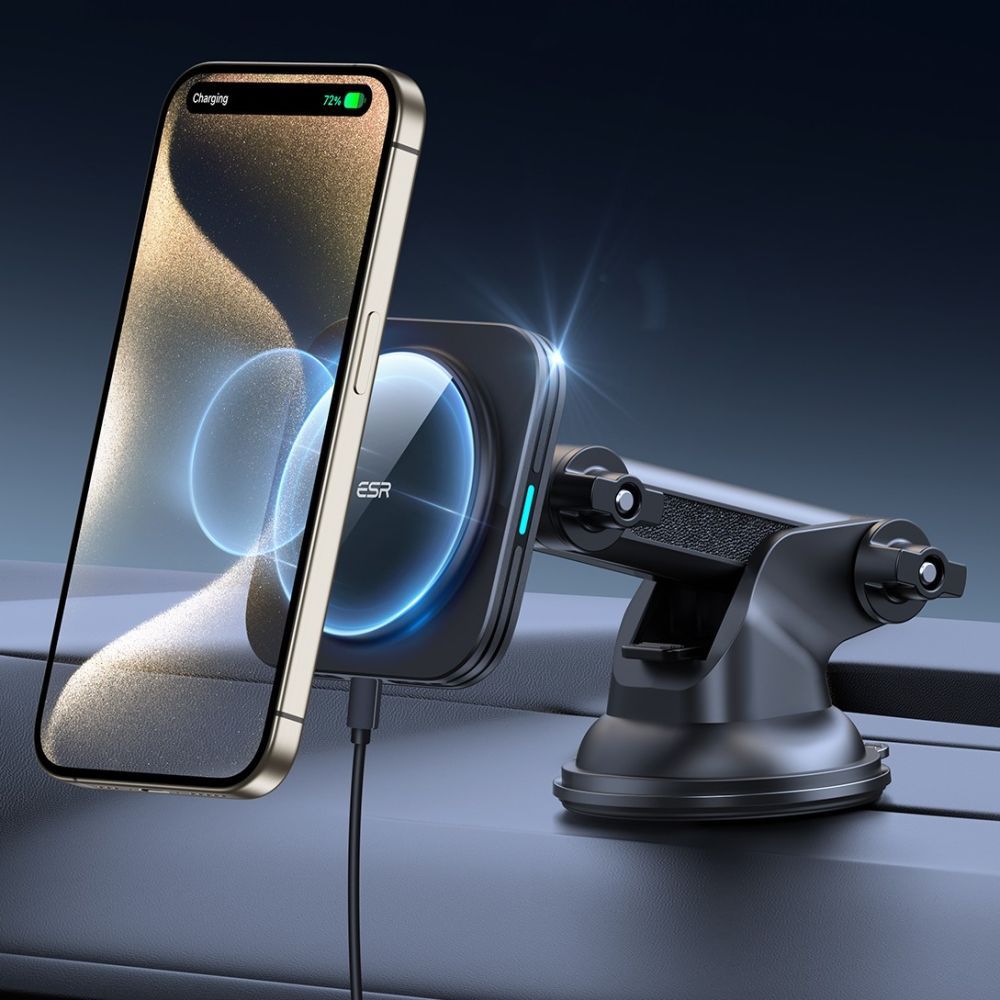 Безжично авто зарядно ESR Halolock Dash, 15W, 1.67A, Черно