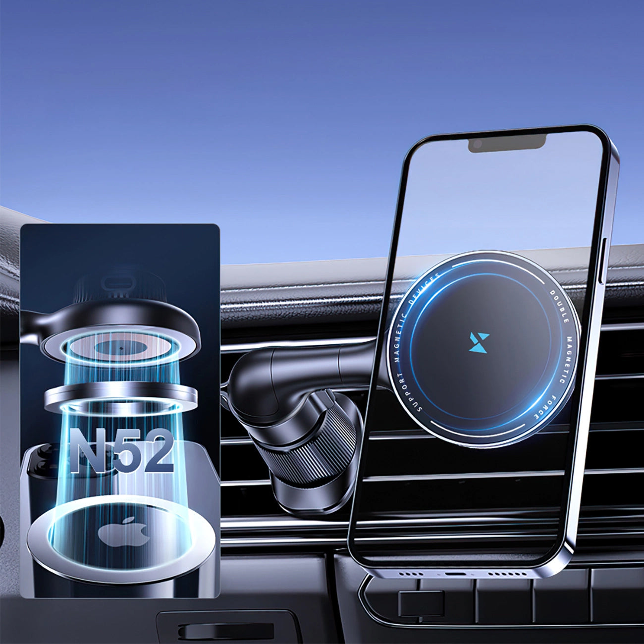 WZK WCT5-6S4Y Wireless Car Charger, 15W, 1.67A, Black