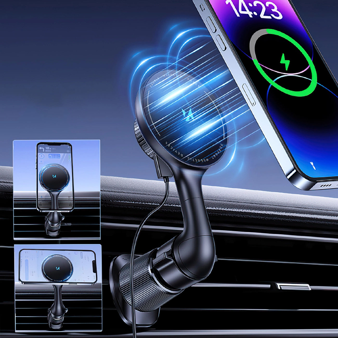 WZK WCT5-6S4Y Wireless Car Charger, 15W, 1.67A, Black