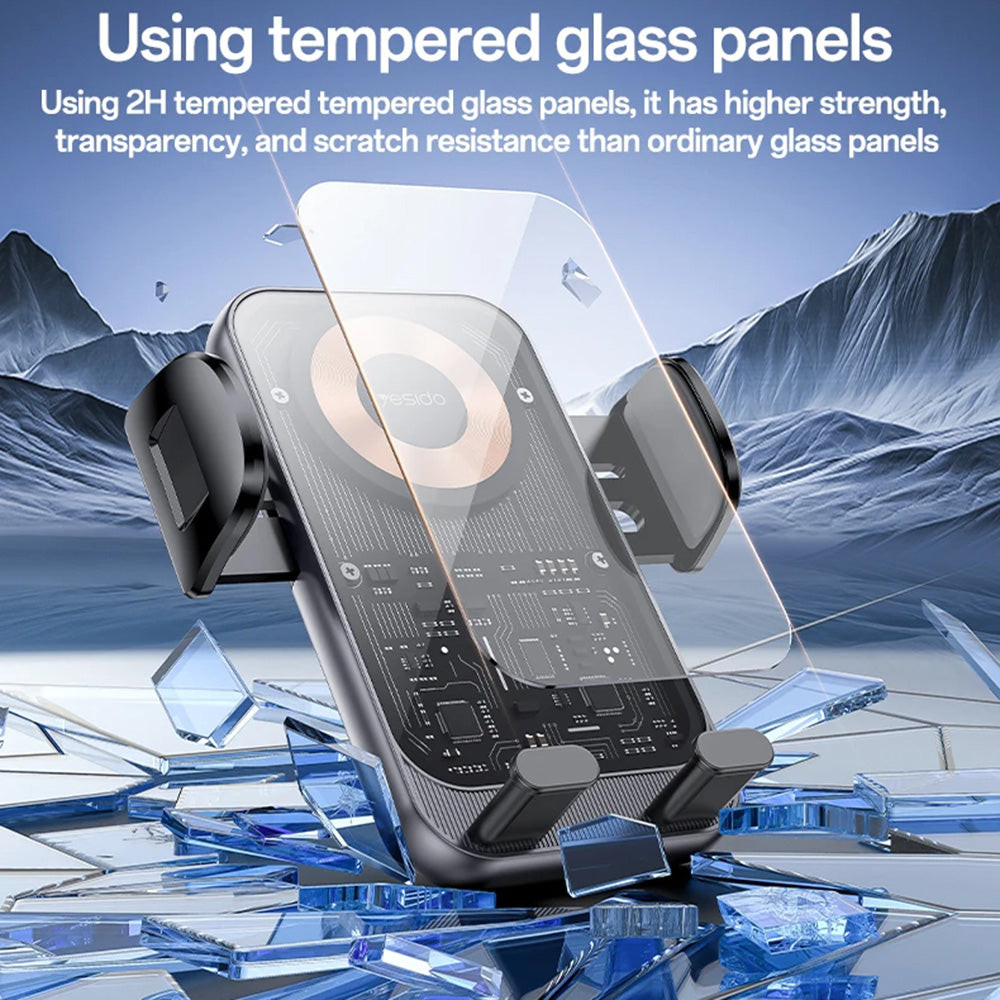 Безжично автомобилно зарядно Yesido C307, 15W, 1.67A, Черно