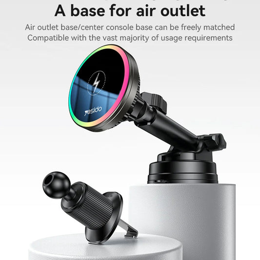 Безжично авто зарядно Yesido C315, 15W, 1.67A, Черно