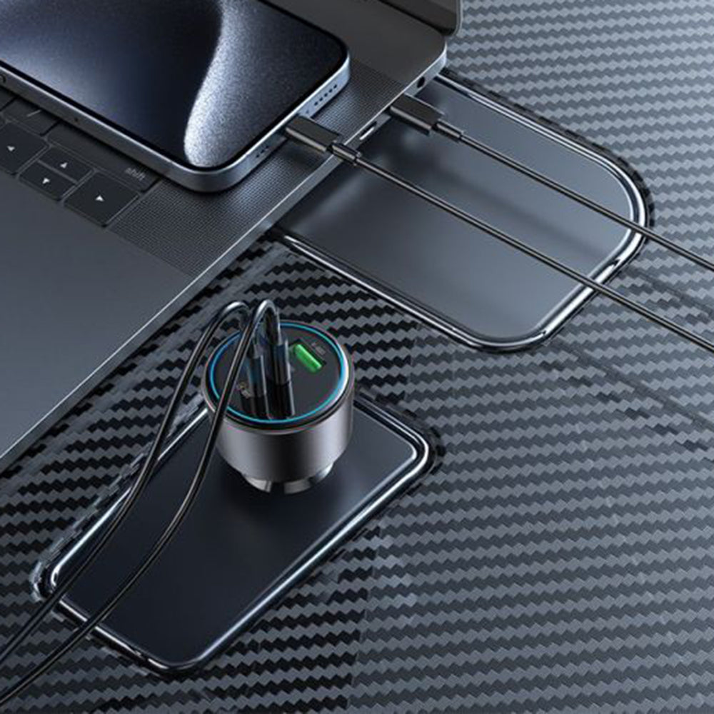 Автомобилен заряден уред Yesido Y59, 200W, 5A, 1 x USB-A - 2 x USB-C, Черен