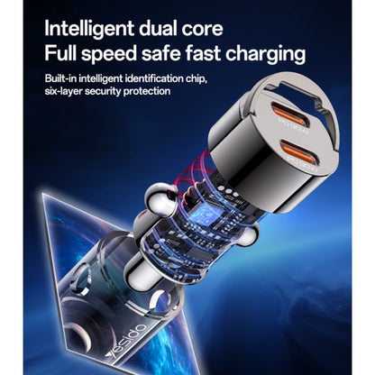 Автомобилен заряден уред Yesido Y69, 30W, 3A, 2 x USB-C, Черен