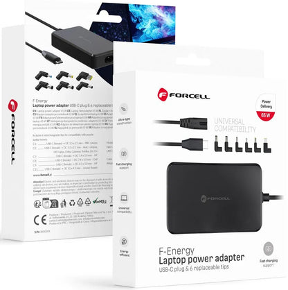 Зарядно устройство Forcell F-Energy E856, 65W, Черно