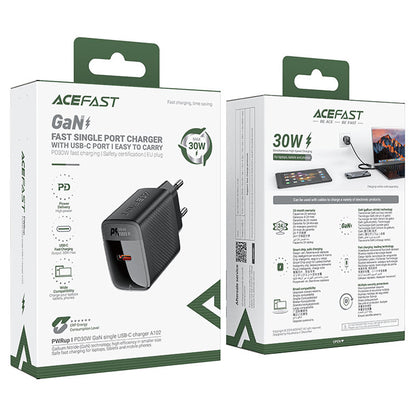 Зарядно устройство за мрежа Acefast A102, 30W, 3A, 1 x USB-C, Черно