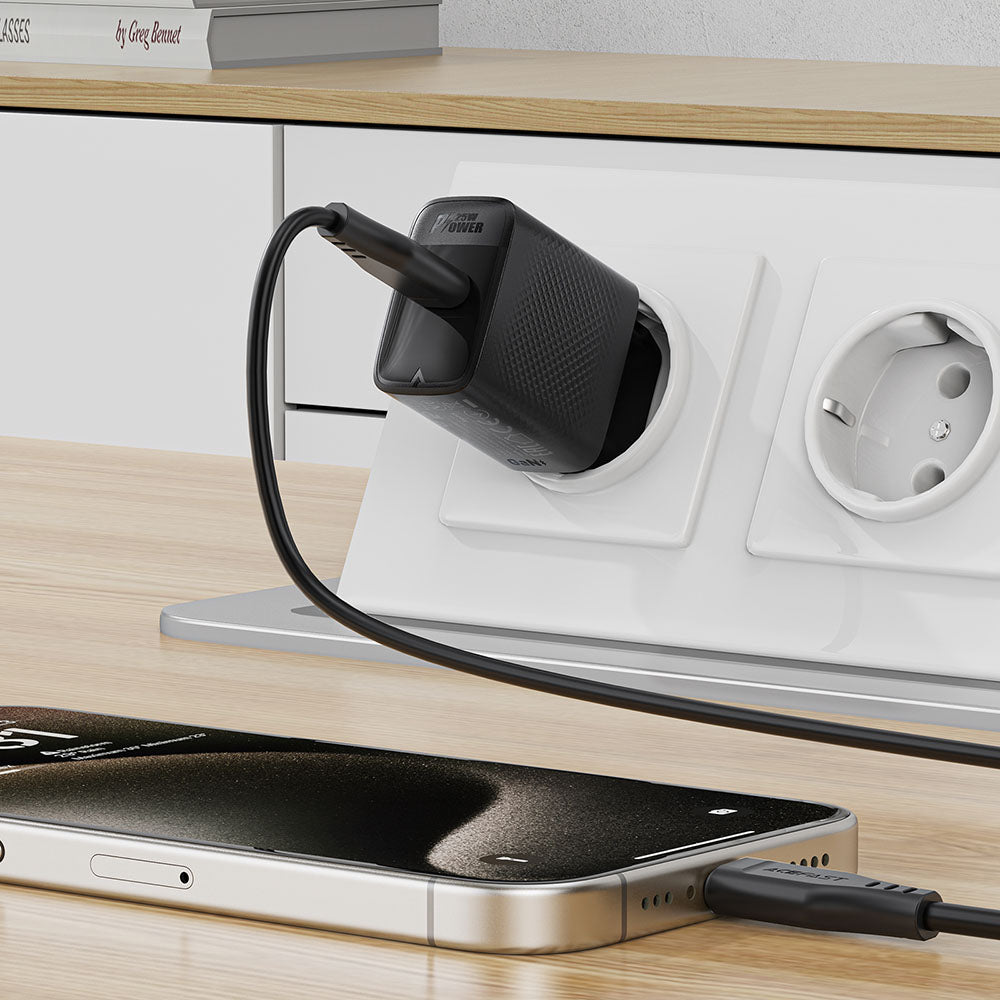 Зарядно устройство за мрежа Acefast A104, 25W, 3A, 1 x USB-C, Черно