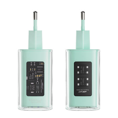Зарядно устройство за мрежа Acefast A45 Exploration, 65W, 3.25A, 1 x USB-A - 2 x USB-C, Зелено