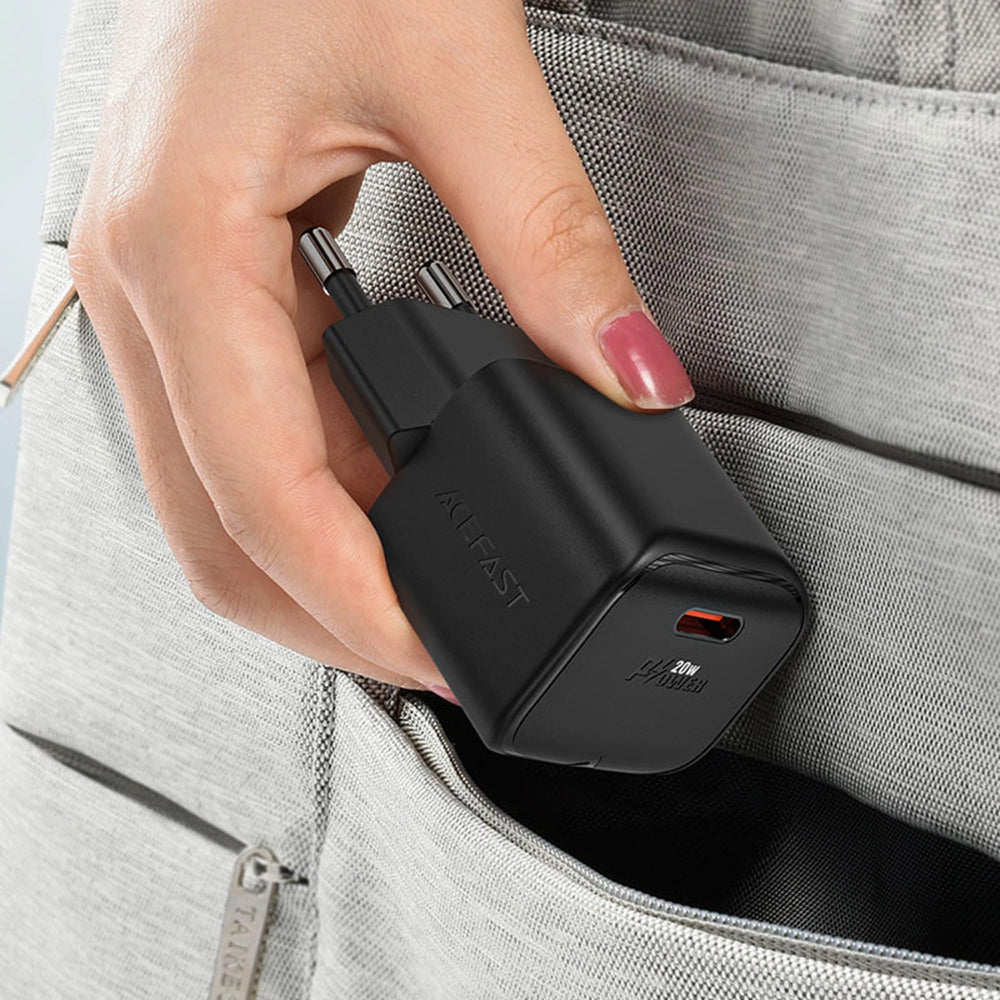 Зарядно устройство за мрежа Acefast A73 Mini, 20W, 3A, 1 x USB-C, Черно